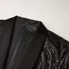 Männer Anzüge Luxus Brokat Pailletten Anzug Jacke 2023 Schal Kragen Eine Taste Schwarz Blazer Männer Hochzeit Party Bankett Kostüm homme