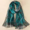 Halsdukar Fashion Print Design Women Silk Scarf Shawl Elegant Headscarf Convinient Bandage Hijabs Chiffon Muslim Wrap