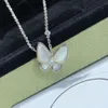 Van Clover Gold High Fancy Farterfly Necklace Women's French White Fritillaria Pendant Rose Gold Clover Collar Chain Chain