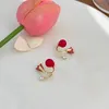 Sweet Tulip Flower Shape Stud Earrings Luxury Pearl Earring For Women Girls Fashion Wedding Party Earrings Decor Jewelry Gifts