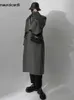 Herrjackor Mauroicardi Autumn Winter Long Warm Moft Grey Woolen Trench Coat Men lyxiga ullblandningar Överrock Designer Kläder 2023 231214