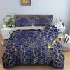 Set di biancheria da letto Set con stampa esagonale in oro Doppio singolo King Size Biancheria da letto in poliestere Copripiumino Federa Trapunta per bambini per adulti