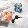 Kopfbedeckung Haarschmuck AYTR Elegante Tuchkunst Rose Blume Haar Cl Frauen Haarspange Krabbenklemme Mode Kopfbedeckung Hai Clip Wild HaarschmuckL231214