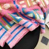 High End Super Beautiful Sweater Jacket for Women in Early Spring 2024, New Rainbow Letter Design, Niche Knit Cardigan