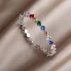 Bangle 2023 Design Multicolor Crystal Square Open Banglesbracelets för kvinnor Fashion Brand Jewelry Delicate Waterdrop Bangles