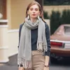 Scarves Ohmmayby Cashmere Scarf For Ladies Men Women Solid Winter Warm Long Large Size With Tassel Shawl Wraps