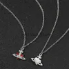 Pendant Necklaces Y2K Jewelry Heart Punk Planet Saturn Pendants Chain Necklace for Women Female Gift J231213