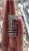 Luksusowy 925 srebrny ślub ślubne pierścionki koktajlowe dla kobiet Pave Square Szmaragd Symulowany diamentowy zespół Pierścień Gemston3871518
