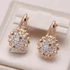 Dangle Earrings Kinel 585 Rose Gold Color Sexy Drop Unusual Flower Natural Zircon Women's Party Girls Exaggerated Jewelry