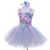 Girl's Dresses Girl Princess Mermaid Tutu Dress Under the Sea Princess Kids Dresses For Girls Birthday Party Costume With Flower Headband 231213