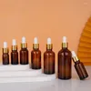 Bouteilles 5X 5-100 ml Ambre Brun Compte-gouttes Verre Euro Huile Essentielle Liquide Pipette Flacons Conteneurs Pots