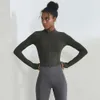 Lu Lu Align T-shirt lu med Autumn Winter Outdoor Running Top Women Yogas High Stretch Tight Wear Zip Stand Collar Fitness Jacket Sports Lemons LL träning