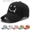 Czapki piłki uśmiech twarz haft baseball czapki kobiety Kpop czarna bawełniana regulowana snapback zabawna czapka hip -hopowa jesień słońce tata kapelusze dla męskich yq231214