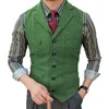 Gilets pour hommes Hommes Gilet Bourgogne Col V Herringbone Tweed Gilet Encoche Revers Pour Les Garçons D'honneur Formels