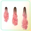 Вьющиеся волосы с эффектом омбре, наращивание хвоста, коготь, искусственный конский хвост, хвост, шиньон 2020, афро, длинная заколка, синтетический блондин, розовый волнистый парик5614500
