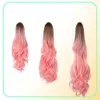 Ombre Curly Hair Ponytail Extensions Claw Fake Pony tail Tail Hairpiece 2020 Afro Long Clip Synthetic Blonde Pink Wavy Wig5614500