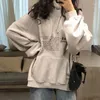 Felpe con cappuccio da donna tutto-fiammifero per il tempo libero retrò autunno più spesso felpa Harajuku per adolescenti donna chic street style semplice lettera con cappuccio pullover da donna