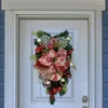 Fleurs décoratives 53 cm grand cintre de couronne de Noël pour porte d'entrée cheminée rouge canne à sucre guirlande d'arbre de Noël décoration extérieure de la maison