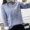 Kvinnors blusar skjortor 2023 Nya mode Kvinnors vintertröjor Casual Warm Cotton Shirt Topps Kvinnlig långärmad förtjockning Fleece Plaid Blusrockar YQ231214