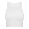 Lu Camisetas sin mangas de yoga para mujer Cuello alto Espalda en Y Sujetador deportivo con espalda cruzada Tops cortos de entrenamiento acolchados con sujetador incorporado A-07