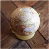 Dekorativa objekt Figurer Vintage English Edition Globe World Map Decoration Earth Globes With Base Geography Classroom Home of Dhyk3