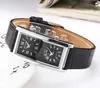 Wristwatches Dual Dial Unisex Watch Genuine Leather Band Couple Quartz Wristwatch Simple Minimalist Men Women Male Female Black White Clock 231214