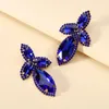 Dangle Earrings Big Leaf Crystals Studs For Women Elegant Fuchsia Brincos Jewelry Ear Accessories