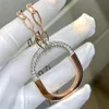 2023 Nytt klassiskt modemärke 925 Sterling Silver Necklace 18K Rose Gold Pendant Chain Zircon Women's Luxury Smycken