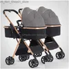 Kinderwagens# Kinderwagens# Kinderwagens Twin Baby 3 in 1 Afneembaar Hoog Liggend Lichtgewicht Opvouwbaar Absorber Dubbel Twee Slaap Mand Vervoer Drop De Dhk8V Q231215