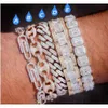 Paper Clip Coffee Bean Lock Clasp Link 78 Inch Bracelet Iced Out Zircon Bling Hip Hop Men Jewelry Gift Beaded Charms Bracelets P05255926