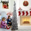 Decorações de Natal OurWarm Decoração Natal 150cm Bling Lantejoulas Árvore de Natal Artificial Tinsel Pop Up Xmas Tree Ano Decoração de Natal 231213