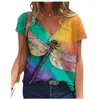 Camisetas para mujer 2023 Mujeres Camisa estampada floral Manga corta con cuello en V sueltas Damas Casual Tops 3XL Tamaño Tee Verano de gran tamaño Streetwear