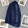 Damen-Anzüge, Blazer, Marineblau, Blazer, Jacke, Einreiher, Taschenstickerei, modische Anzugjacke, Damen, lässig, Büro, formeller Blazer, Mantel 231213