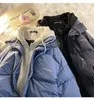 Parka da donna in piumino invernale ispessimento falso due cappotti in piumino da donna Y2k Harajuku coreano allentato caldo imbottito in cotone giacca casual da coppia 231213