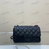 CF Moda Feminina Bolsa de Ombro Couro Diamante Clássico Preto Hardware Fivela de Metal Bolsa de Luxo Matelassê Corrente Crossbody Bolsa Bolsas de Maquiagem Moda Sacoche 20cm