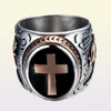 Homens de aço inoxidável de aço inoxidável medieval cross ringpunk aningsrock rings rings prateado tamanho preto 71312934844983851