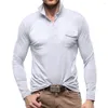 Polo da uomo T-shirt con risvolto con bottoni casual T-shirt a maniche lunghe tinta unita Tasca basic Canottiere T-shirt Top Camicie Abbigliamento uomo