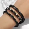 Bracelet 3 pièces/ensemble bracelet de perles noir mat charme mode homme noël saint valentin cadeau Talisman bijoux accessoires