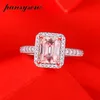 Pierścienie opaski Pansysen najwyższej klasy D Color 100 925 Srebrny Szmaragd Cut 1ct 2Ct Real Ring Women Wedding Pasme Fine Jewelry 231212