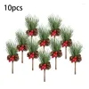 Decoratieve bloemen set van 10 kerst rode stengels kunstmatige dennenplukkers realistisch veelzijdig