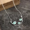 Anhänger Halsketten Boho Vintage Ethnische Kleine Vogel Spatz Halskette Einfache Zweig Metall Silber Farbe Ketten Schmuck Großhandel