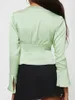 Women's Blouses Women Y2K Lace Trim Tie Front Crop Top Long Sleeve V Neck Open Up Cropped Cardigan Tops Satin Blouse Shirts