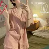 Indumenti da notte da donna Dolce Pigiama da donna Pantaloncini Set Pijama stile coreano Pigiama Manica corta Abito da casa Due pezzi Solido Abbigliamento da notte