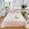 Bedspread Korean Style Quilted Double Bed Cover and Pillowcase 100% Cotton Ruffles Comfortable Queen Size Bedspread Set Soft Home Coverlet 231214