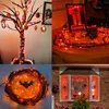 Andra evenemangsfestleveranser Orange Purple Halloween String Lights 10m 20m Black Wire Fairy Lights For Halloween Christmas Home Decoration Plug Outdoor 231214