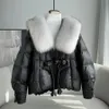 Women's Down Parkas Lagabogy 2023 Winter Women White Duck Jacket Short Warm Puffer Coat Female Big Real Fur Collar Luxury Outerwear 231214