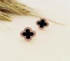 2020新しいQiaolanxuan Sterling Silver Needle Memale Black Foureaf Clover Earrings Full Diamond Zircon Hypoallergenic Jewelry4515907