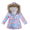 Veste d'hiver pour filles 3-6 ans, combinaison de ski pour enfants, manteaux chauds de sport, coton et polyester, col en fourrure douce, à capuche, Muumi rose 211007