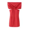 Casual Dresses Women Fashion Bow Style Strapless Mini Dress Vintage Backless Slim-Fit Chic Female Vestidos Robe Mujer