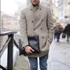 Kurtki męskie 2023 Autumn and Winter Overcoat British Mężczyzna Średniej długości wełniany płaszcz wełniany płaszcz Trendy Grube ciepły okopa wierzchnia wierzchnia